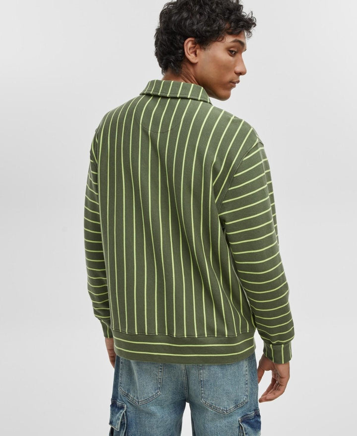 Translation missing: en.Mode of One Men's Relaxed-Fit Long-Sleeve French Terry Polo Shirt Wild Ivy-Large