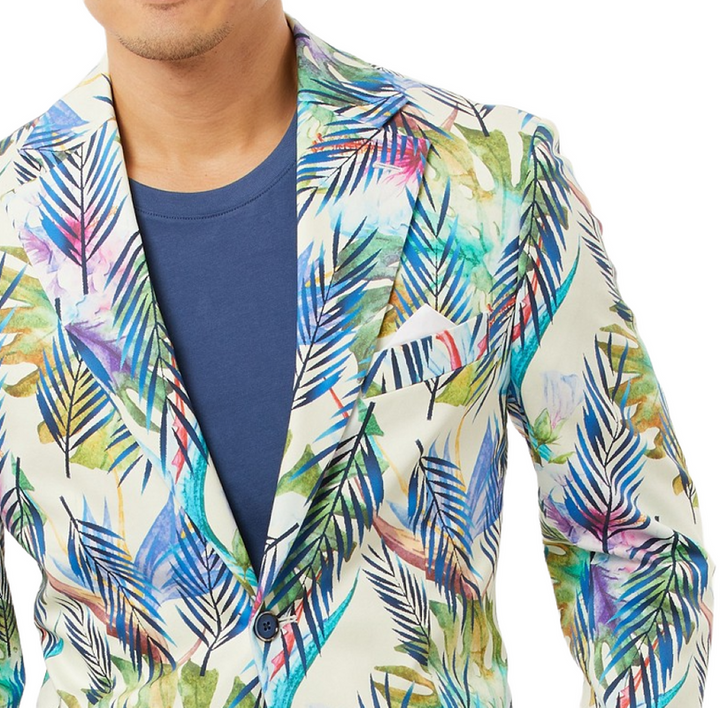 Translation missing: en.Tallia Men's Cotton Blend Tropical Slim Fit Blazer in Blue Cream-XL 44-46