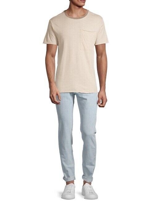 Translation missing: en.Atm Anthony Thomas Melillo Men's Cotton Double Face Stripe Pocket Tee Wheat-Smal