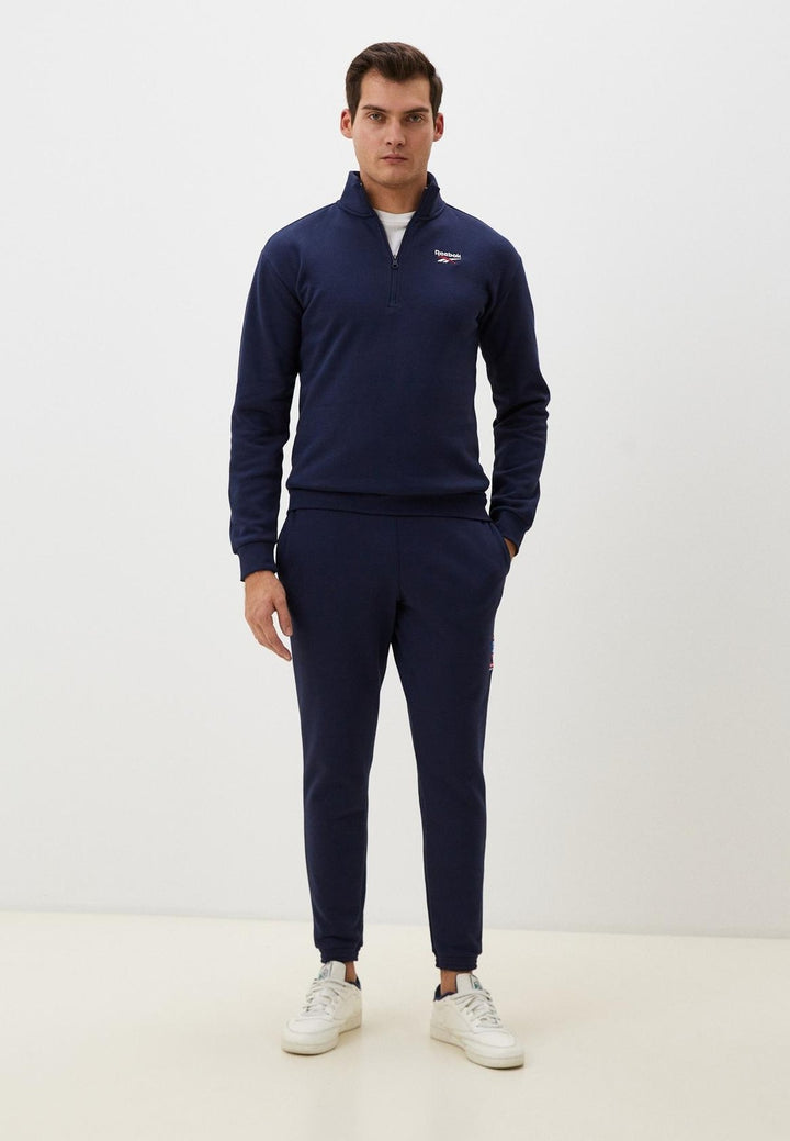 Translation missing: en.Reebok Mens Identity Quarter-Zip Fleece Sweatshirt Vector Navy Medium Reg-Fit