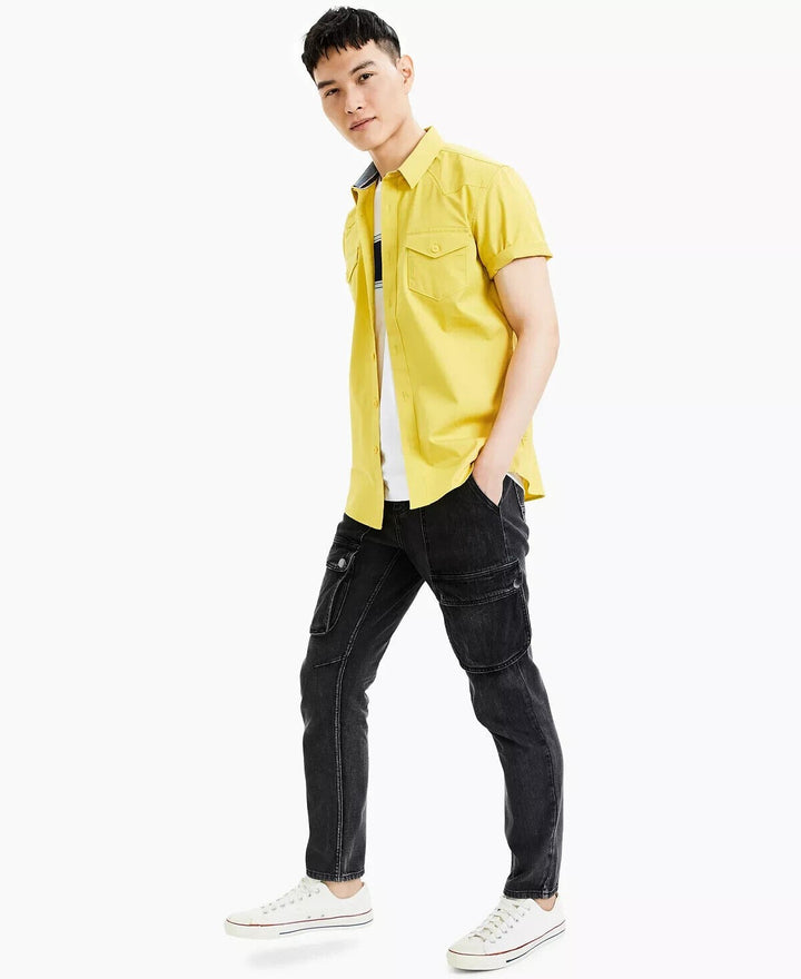 Translation missing: en.Sun + Stone Men's Austin Regular-Fit Solid Western Shirt Curry Gold-Small