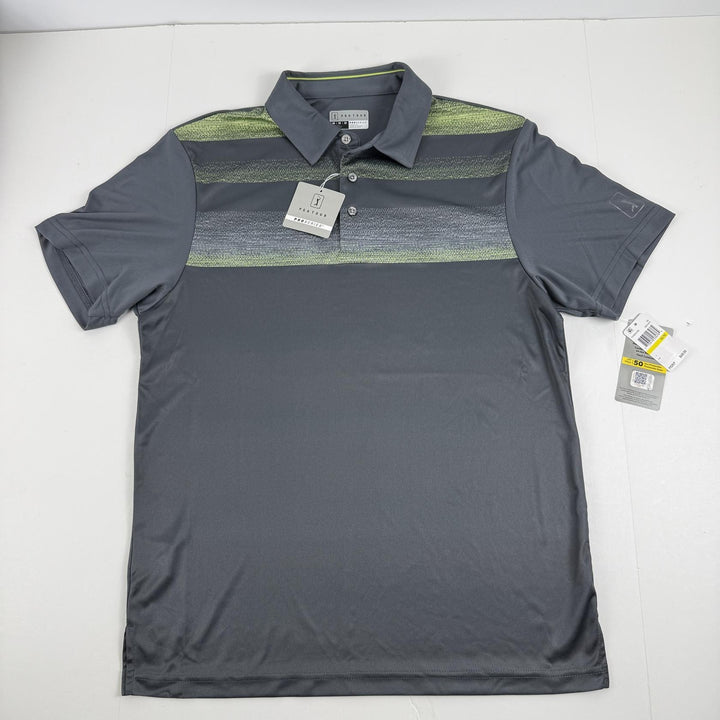 Translation missing: en.PGA Tour Golf Polo Shirt Iron Gate Gray Size Medium Men's Stitched Chest Block