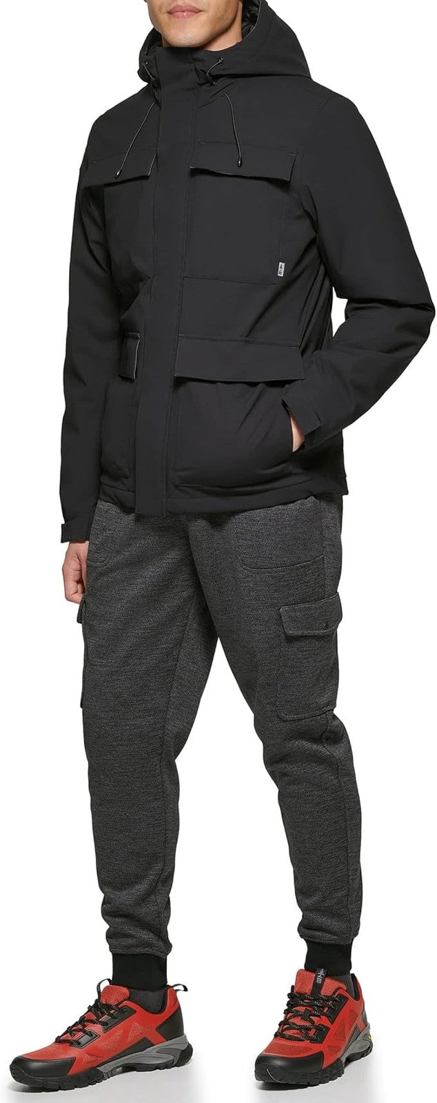 Translation missing: en.Bass Outdoor Men's Storm Rider Hooded Tech Utility Jacket Black-2XL