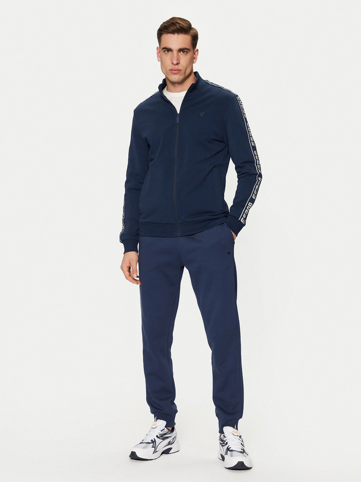 Translation missing: en.Guess Men's Arlo Zip-Front Track Jacket Size Small Silk Blue Logo Reg Fit