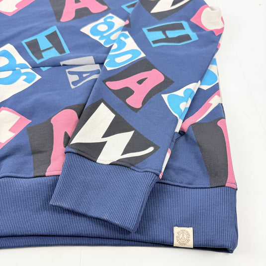 Translation missing: en.AGTAWH Mens Hoodie French Terry Cotton Logo Abstract Print Navy Multi-Medium