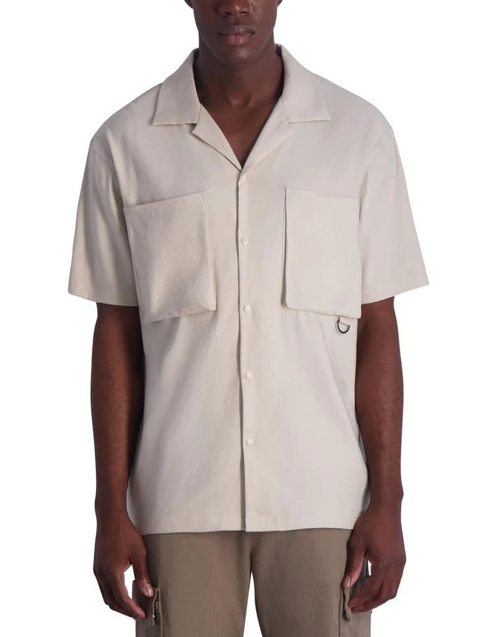 Translation missing: en.Karl Lagerfeld Paris Men's Short Sleeve Patch Pocket Shirt Jacket Tan-Small