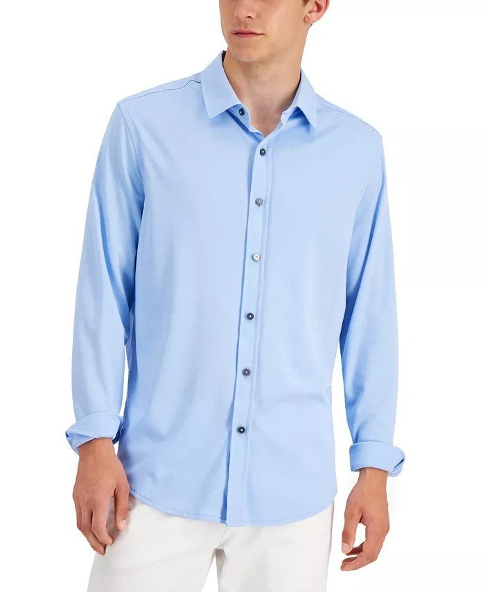 Translation missing: en.Alfani Men's Reg-Fit Supima Cotton Birdseye Button-Down Shirt Pale Ink Blue-2XL