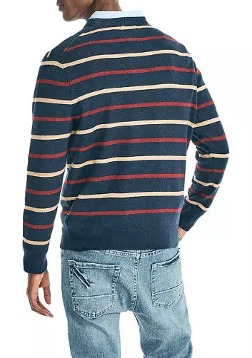 Translation missing: en.Nautica Men's Sustainably Crafted Striped Crewneck Sweater Navy-XL