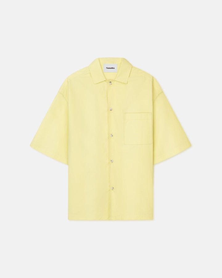 Translation missing: en.Nanushka Mens Caspian Heavy Poplin Cotton Lumen Yellow Button Shirt-Medium