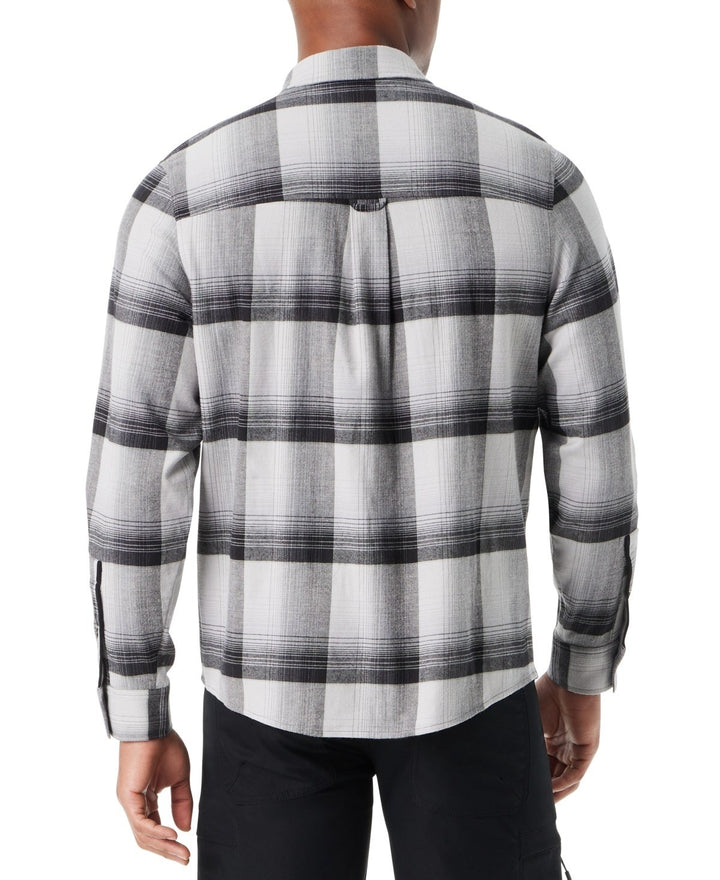 Translation missing: en.Bass Outdoor Flannel Shirt Men's Small Htr Gray Classic Fit Plaid Stretch Pocket