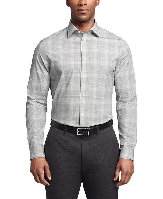 Translation missing: en.Calvin Klein Dress Shirt Mens M 15 34/35 Olive Multi Steel Slim Fit Stretch