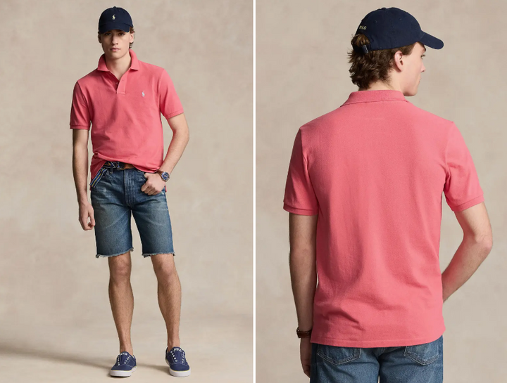 Translation missing: en.Polo Ralph Lauren Polo Shirt Men's 2XL Pale Red Custom Slim Fit Mesh Cotton
