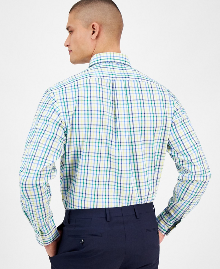 Translation missing: en.Club Room Mens Regular-Fit Performance Dress Shirt Plaid Multi Cotton 17.5 36/37