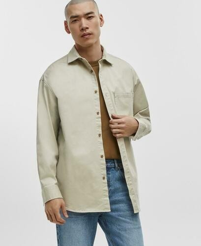 Translation missing: en.Mode of One Men's Relaxed-Fit Button-Down Twill Shirt Dark Ecru-2XL