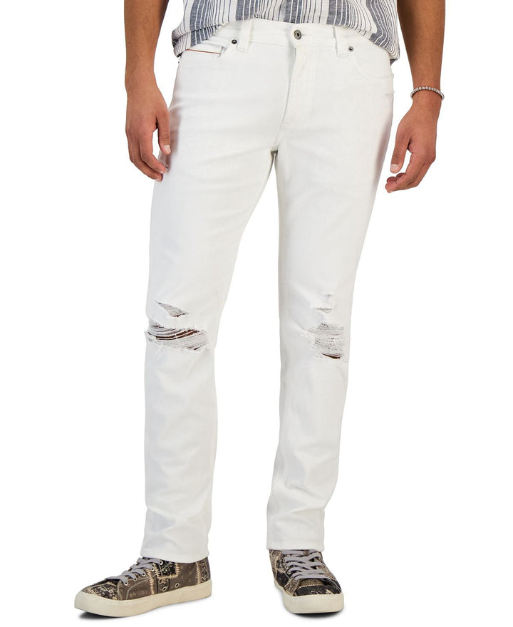 Translation missing: en.Sun + Stone Men's Lorcan Destroyed Slim-Fit Jeans in Blanco Wash White-29/32
