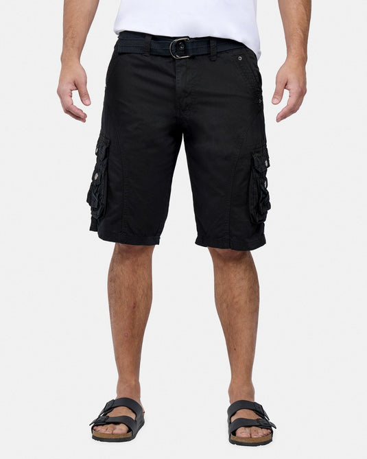 Translation missing: en.X RAY Men's Belted Cargo Shorts 12 Inseam With Snap Detail All Cotton Black-48W