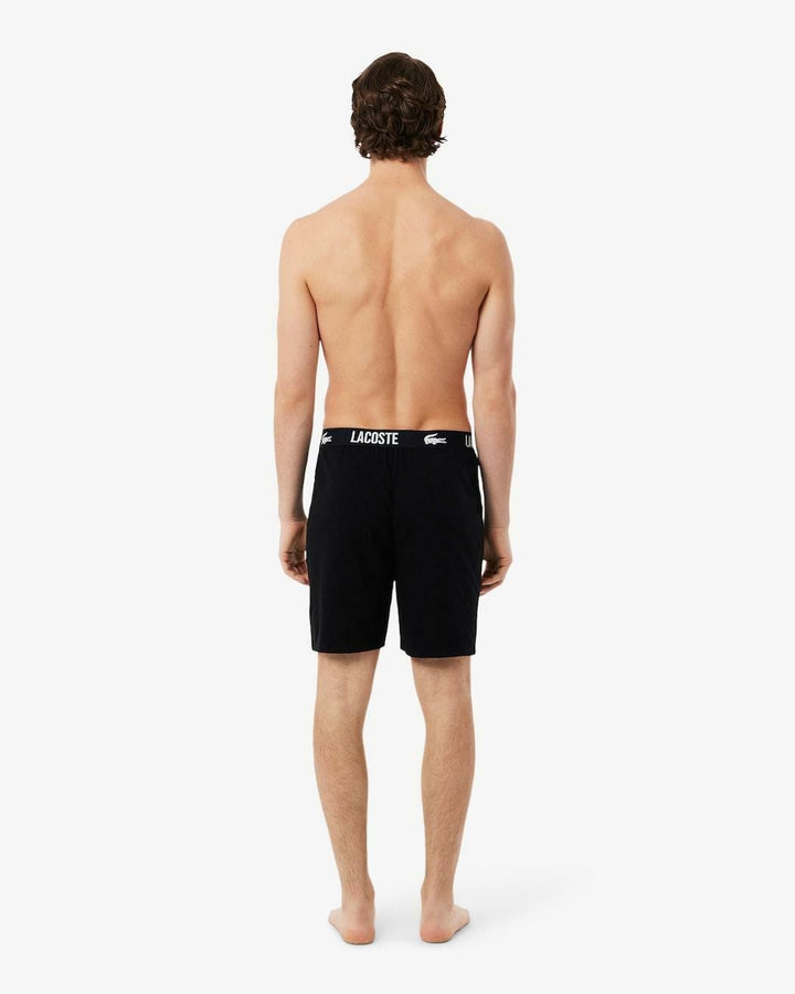 Translation missing: en.Lacoste Men's Straight Fit Logo Band Pajama Shorts Black-Size Small Cotton Blend