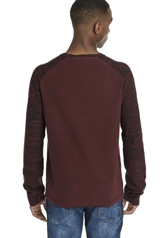 Translation missing: en.Buffalo David Bitton Men's Wuqui Contrast Raglan Sleeve Sweater in Oxblood-Small