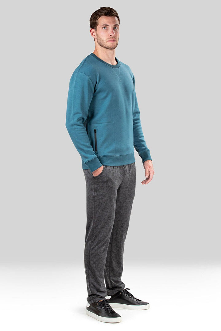 Translation missing: en.Natori Mens Bagani ClassicFit Brushed Fleece Sweatshirt in Stargazer Blue-Size L