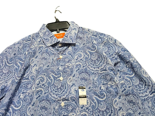 Translation missing: en.Tallia Men's Slim-Fit Stretch Paisley Dress Shirt - Blue-16-16.5 34/35