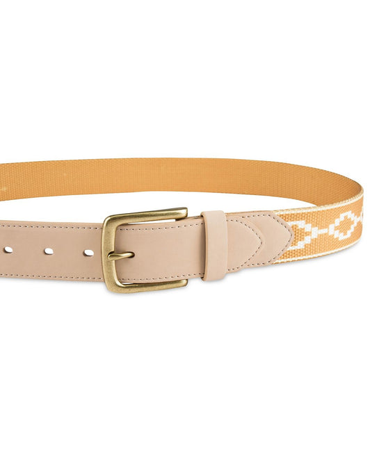 Translation missing: en.Sun + Stone Men's Faux Leather Printed Fabric Belt Gold-Size L/XL