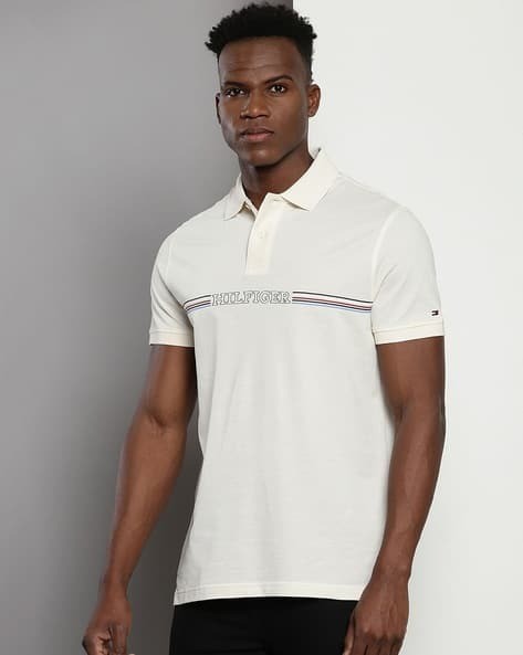 Translation missing: en.Tommy Hilfiger Men's Striped Chest Short Sleeve Polo Shirt - Calico-Small