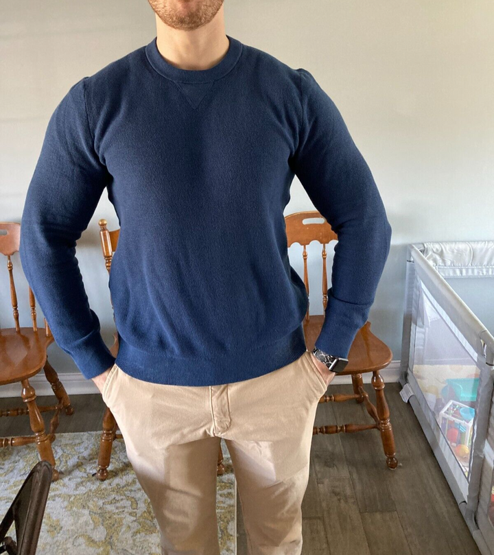 Translation missing: en.Michael Kors Men's Regular-Fit Solid Sweater in Denim Blue-Size 2XL