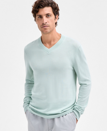 Translation missing: en.Alfani Men's Extra Fine V-Neck Merino Blend Sweater, Perfect Mint-2XL