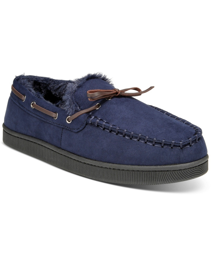 Translation missing: en.Club Room Men's Moccasin Slippers in Black-Small 6-7