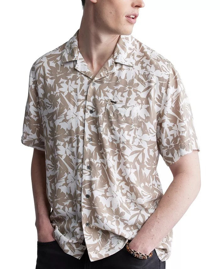 Translation missing: en.Buffalo David Bitton Men's Sandro Printed Short Sleeve Camp Shirt Tan-XL