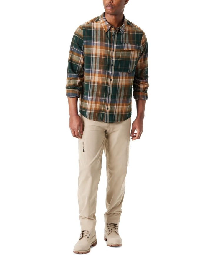 Translation missing: en.Bass Outdoor Men's Classic Fit Plaid Stretch Flannel Shirt - Green Multi-2XL