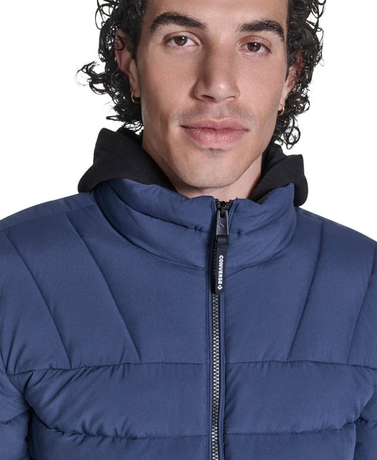 Translation missing: en.Converse Men's Lightweight Hooded Bib Puffer Jacket - Converse Navy-XL