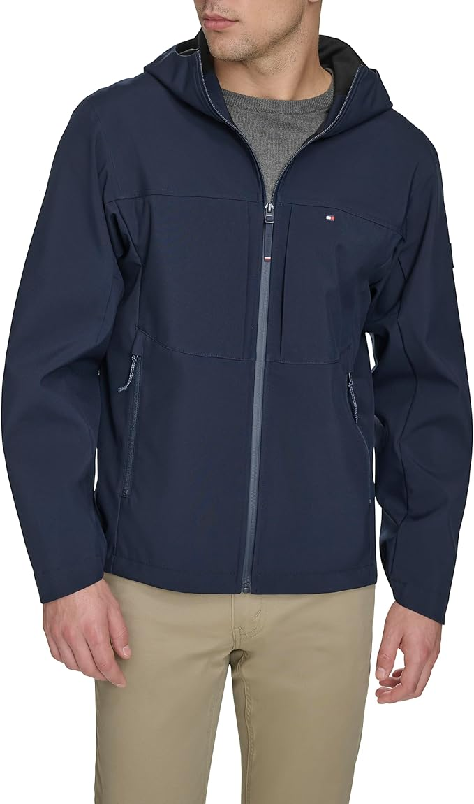Translation missing: en.Tommy Hilfiger Men's Rain Jacket Size Medium Navy Water Wind Resist Softshell