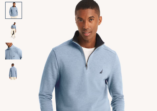 Translation missing: en.Nautica Men's Fleece Quarter-Zip Sweatshirt Deep Anchor Heather-Medium