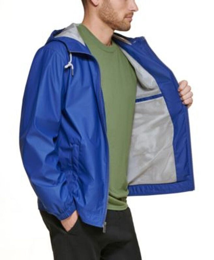 Translation missing: en.Club Room Men's Rubberized Lightweight Hooded Rain Jacket in Navy-Medium