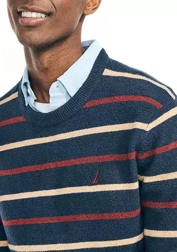 Translation missing: en.Nautica Men's Sustainably Crafted Striped Crewneck Sweater Navy-XL