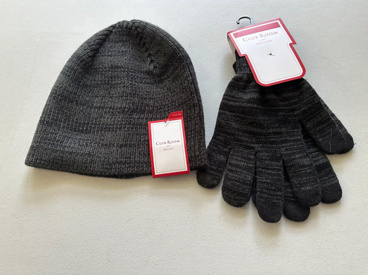 Translation missing: en.Club Room Men's Space-Dyed Beanie and Glove Set Black-One Size