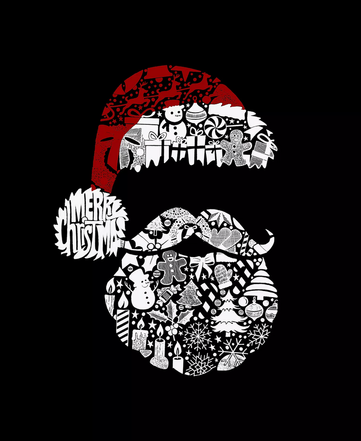 Translation missing: en.La Pop Art Men's Santa Pics Word Art Long Sleeve T-Shirt - Black-Large