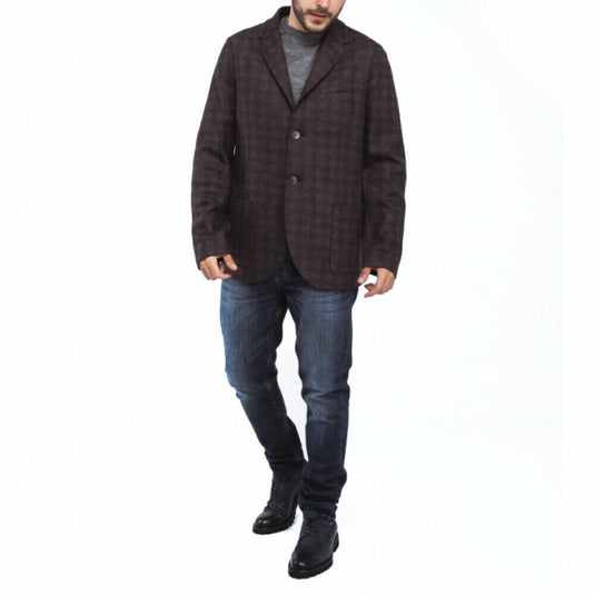 Translation missing: en.Harris Wharf London Charcoal Virgin Wool Tartan Flannel Blazer-EU 50 US Large 40