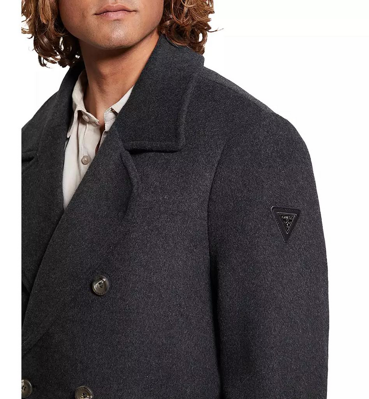 Translation missing: en.Guess Men's Jeff DB Peacoat Removable Nylon Hooded Inset Downey Heather Grey-2XL