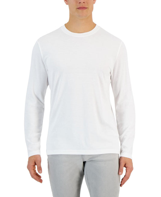 Translation missing: en.Alfani Alfatech Long Sleeve Crewneck T-Shirt Bright White-2XL
