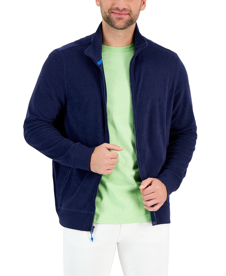 Translation missing: en.Club Room Men's Terry Towel Zip-Up Sweatshirt in Navy Blue-Medium