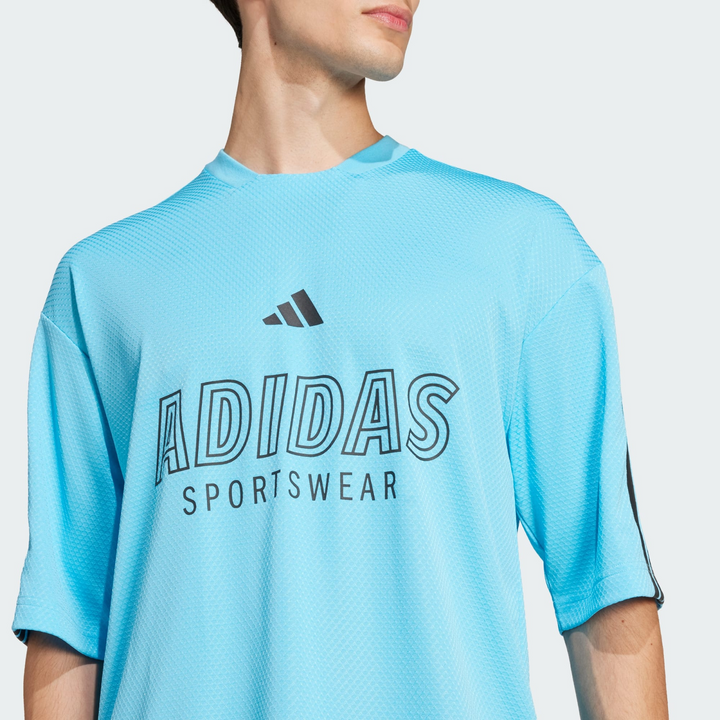 Translation missing: en.Adidas House Of Tiro Graphic Logo T-Shirt Bright Cyan Blue Black-Medium