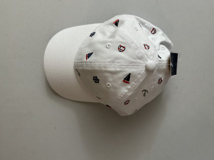 Translation missing: en.Club Room Men's Nautical Embroidered Baseball Hat White-O/S