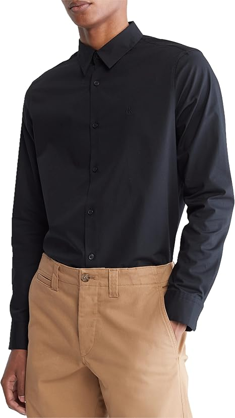 Translation missing: en.Calvin Klein Men's Slim-Fit Refined Button-Down Shirt Black Beauty-Large
