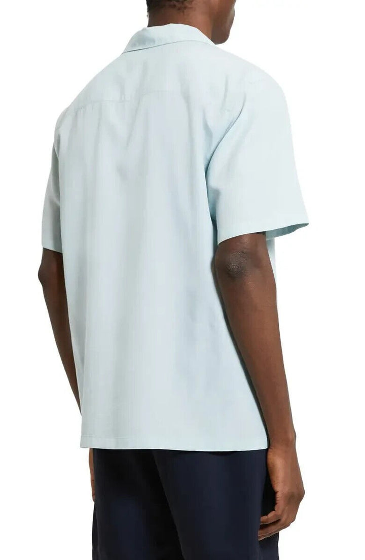 Translation missing: en.Theory Noll Short Sleeve Button-Up Camp Shirt in Stratus Green- Size Small