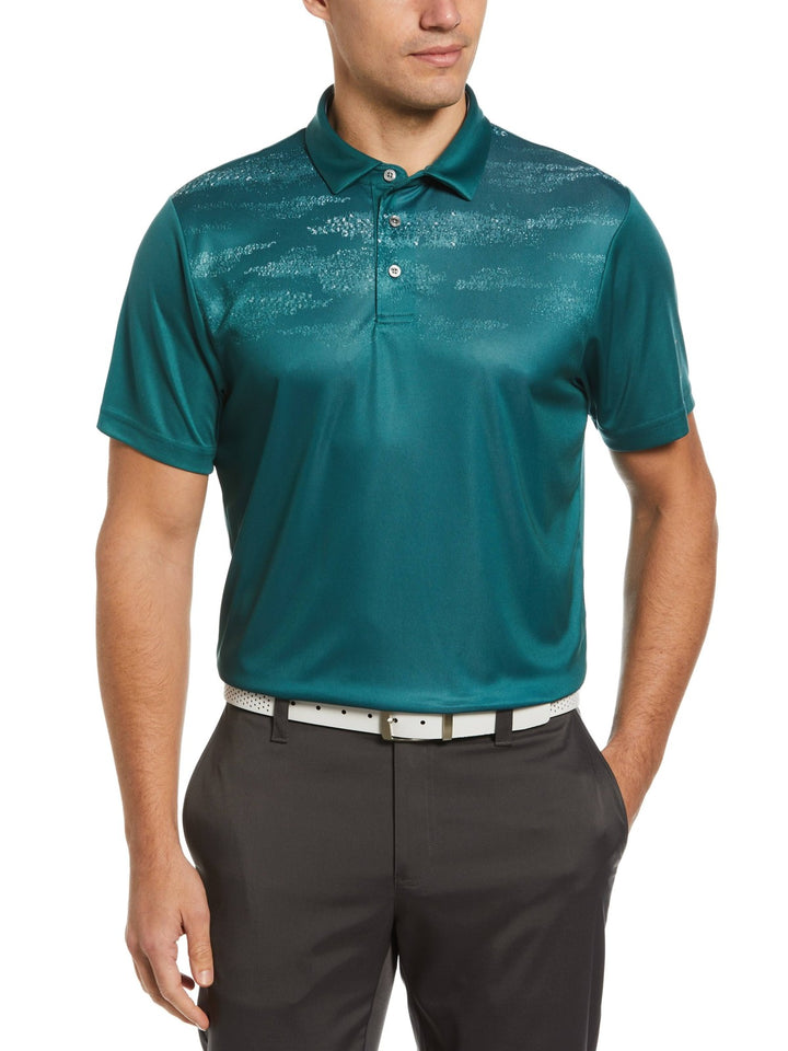 Translation missing: en.PGA Tour Men's Men's Athletic-Fit Terrain Texture Print Golf Polo Green Heron-XL