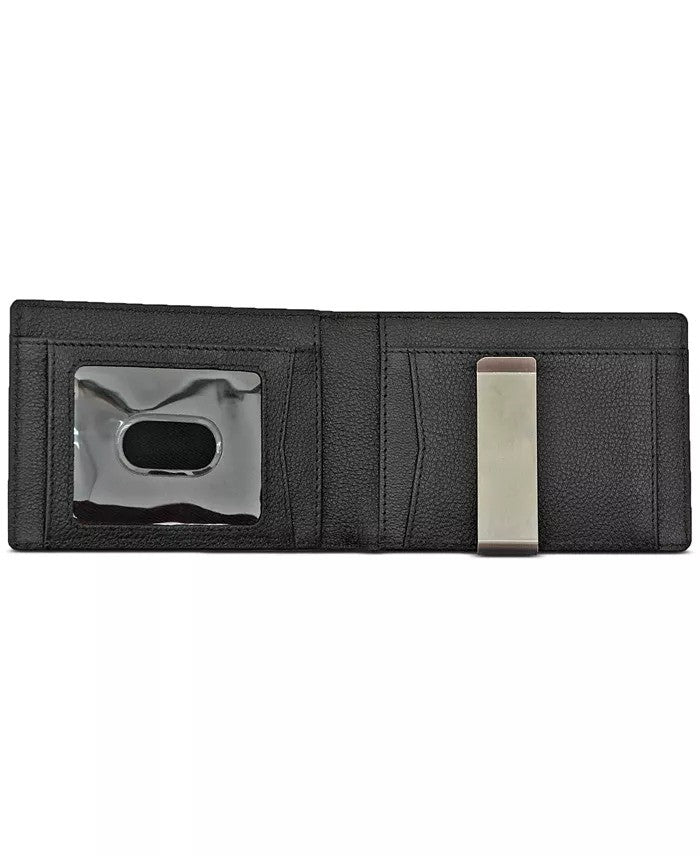 Translation missing: en.ITech Men's Pebble Leather Bi-Fold Wallet &amp; Money Clip - Black 4.5"x3"x0.37"
