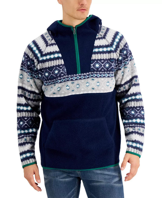 Translation missing: en.Club Room Men's Sherpa Fleece Anorak Pullover in Grey Combo-Medium