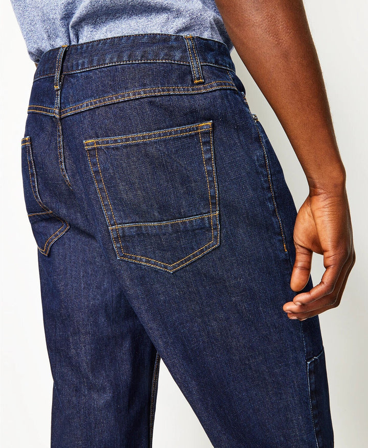 Translation missing: en.Sun + Stone Men's Kingsley Relaxed-Fit Patched Jeans in Blue Stone Wash-Size 31